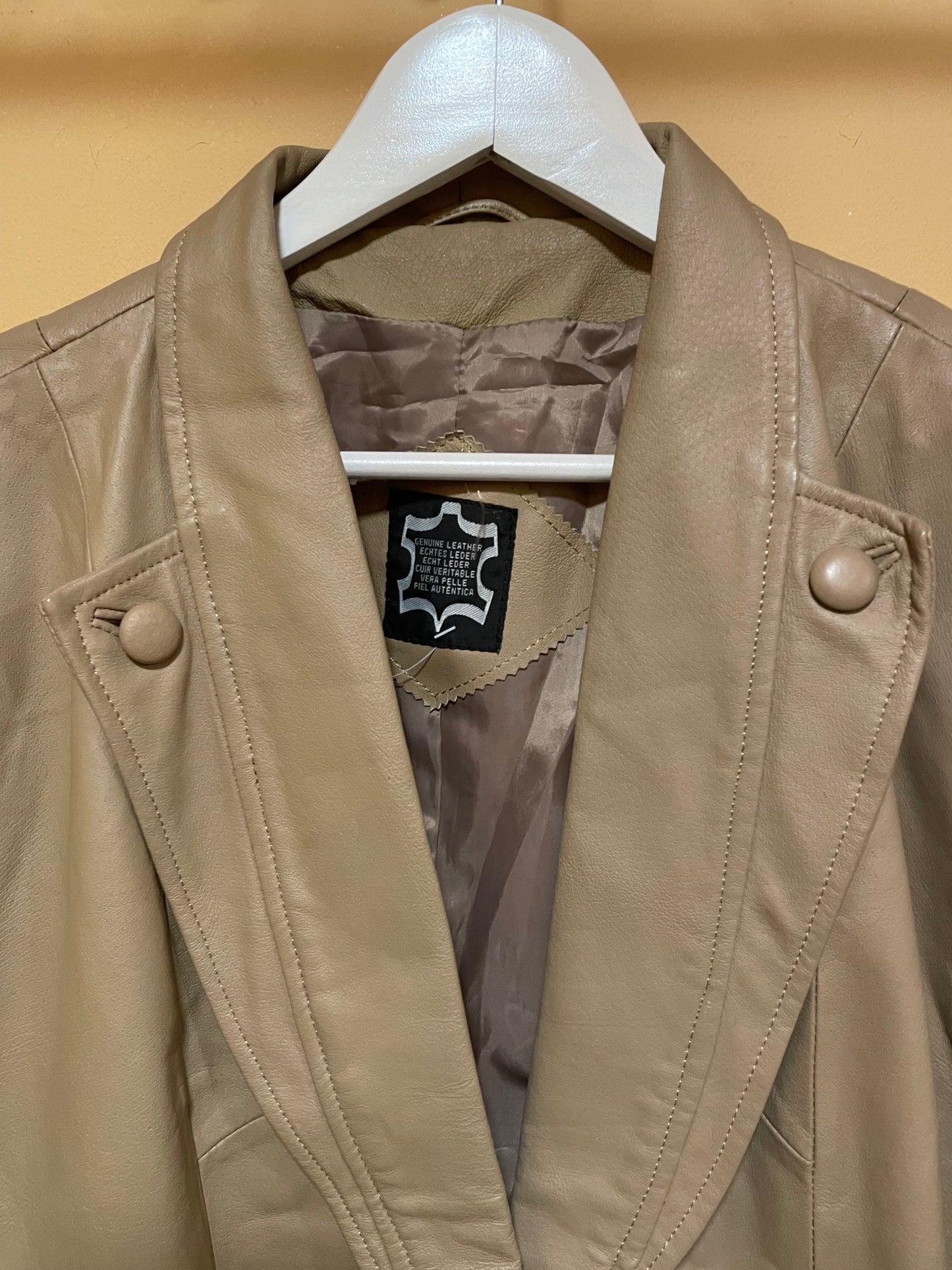 Vintage, Δερμάτινο Γυναικείο Τζάκετ / Πανωφόρι στο χρώμα του Πούρου (2XL)