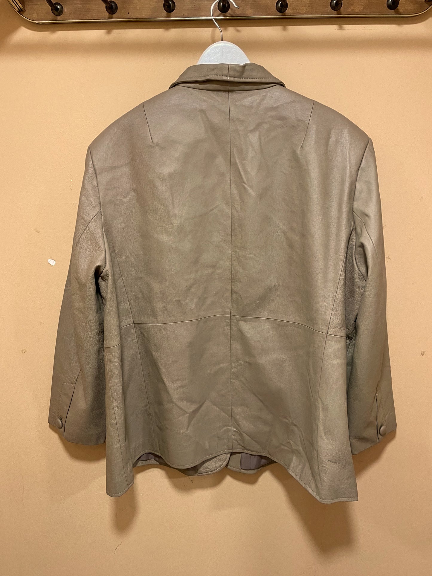 Vintage, Δερμάτινο Γυναικείο Τζάκετ / Πανωφόρι στο χρώμα του Πούρου (2XL)