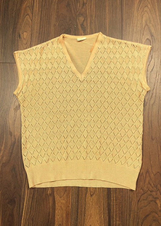 Vintage, Αμάνικη Γυναικεία Πλεκτή Μπλούζα / Πουλόβερ σε Μπεζ