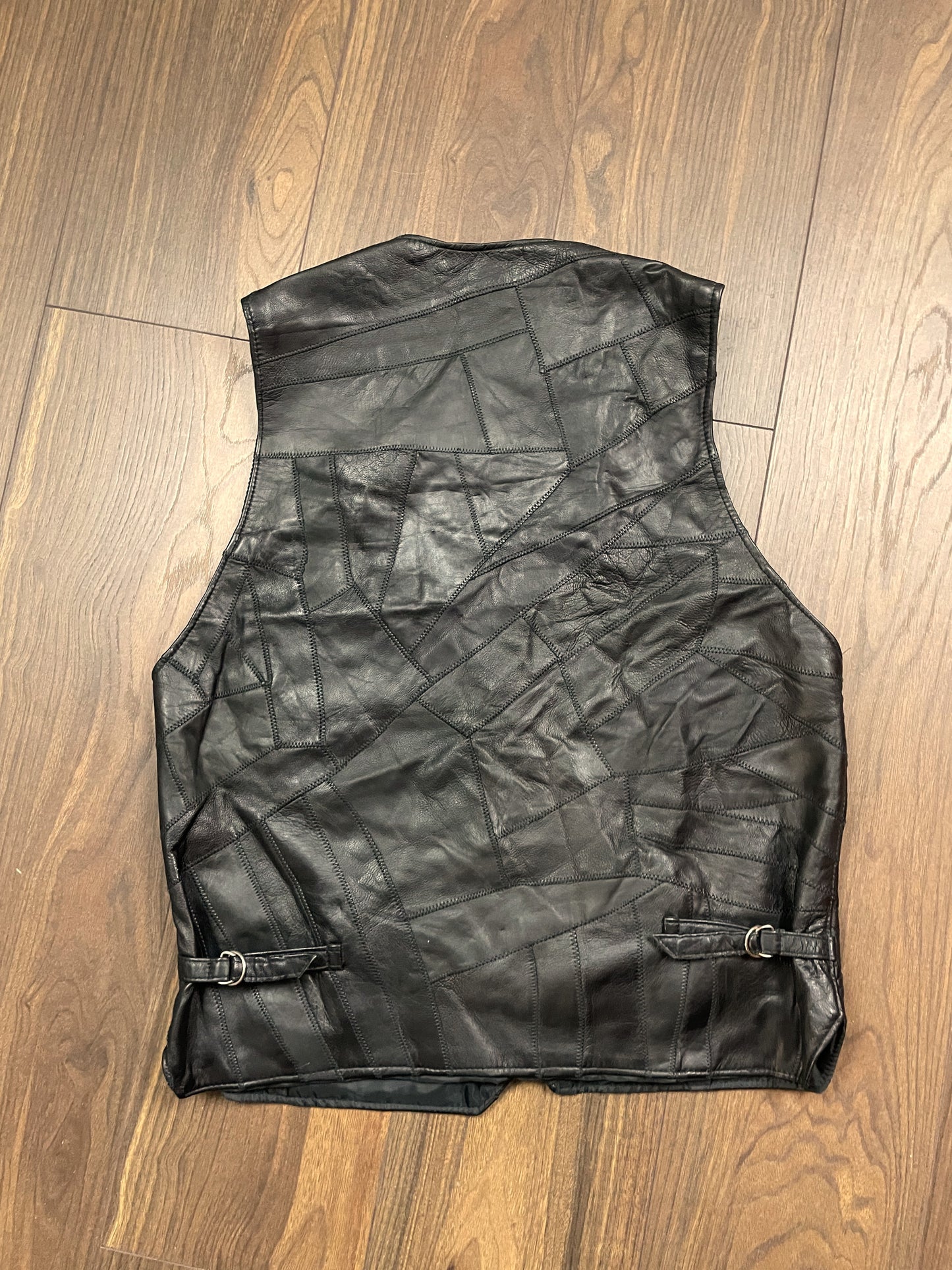 Vintage, Δερμάτινο Aνδρικό Γιλέκο σε Μαύρο Χρώμα (Medium)