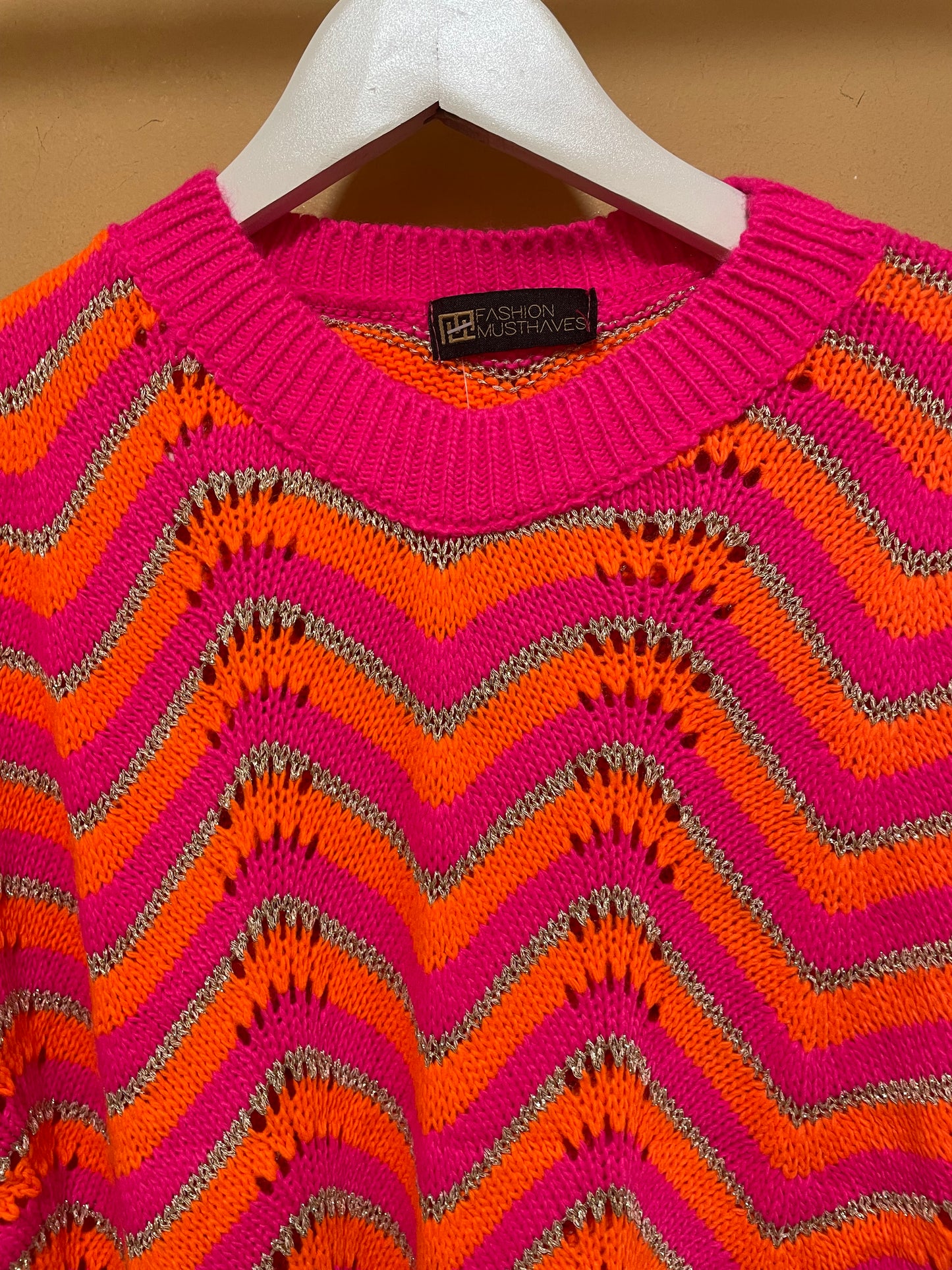 Vintage Γυναικεία Πλεκτή Μπλούζα FASHION MUSTHAVES σε Φλούο χρώματα (Άνετο M-L)