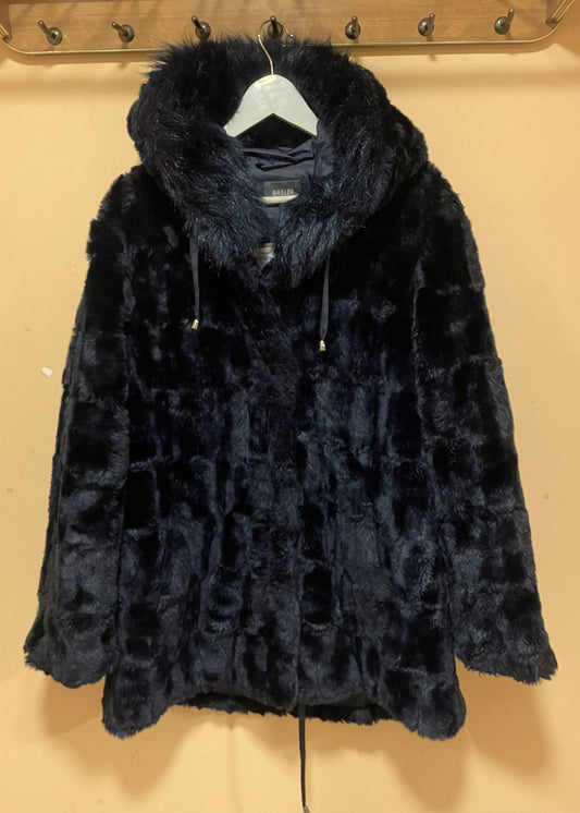 Οικολογικό, Γούνινο Πανωφόρι BASLER σε Σκούρο Μαύρο Μπλε χρώμα