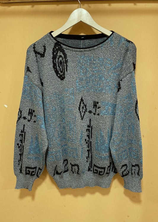 Vintage, Γυναικεία Πλεκτή Μπλούζα / Πουλόβερ σε Σιέλ Χρώμα