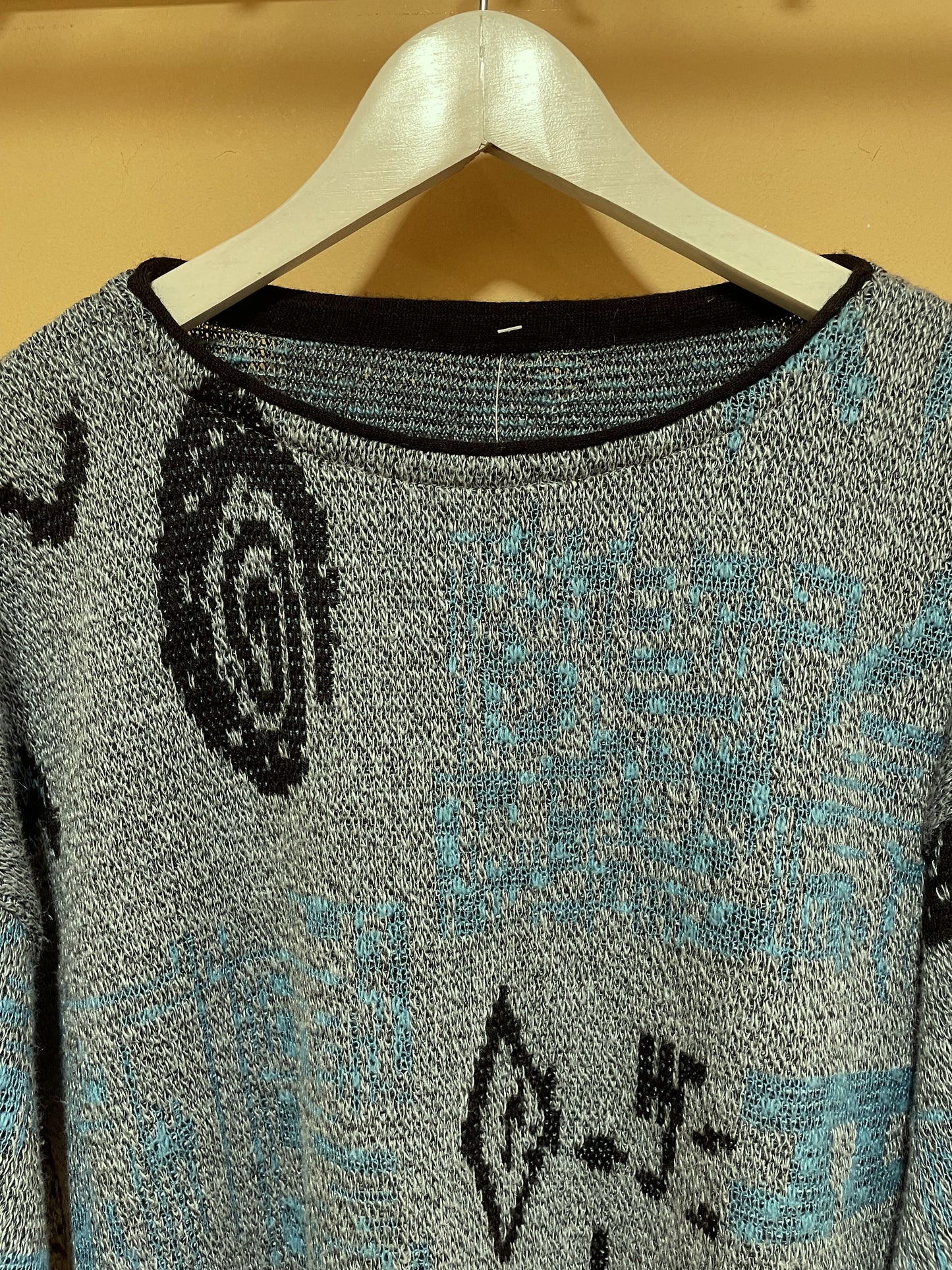 Vintage, Γυναικεία Πλεκτή Μπλούζα / Πουλόβερ σε Σιέλ Χρώμα (Large)