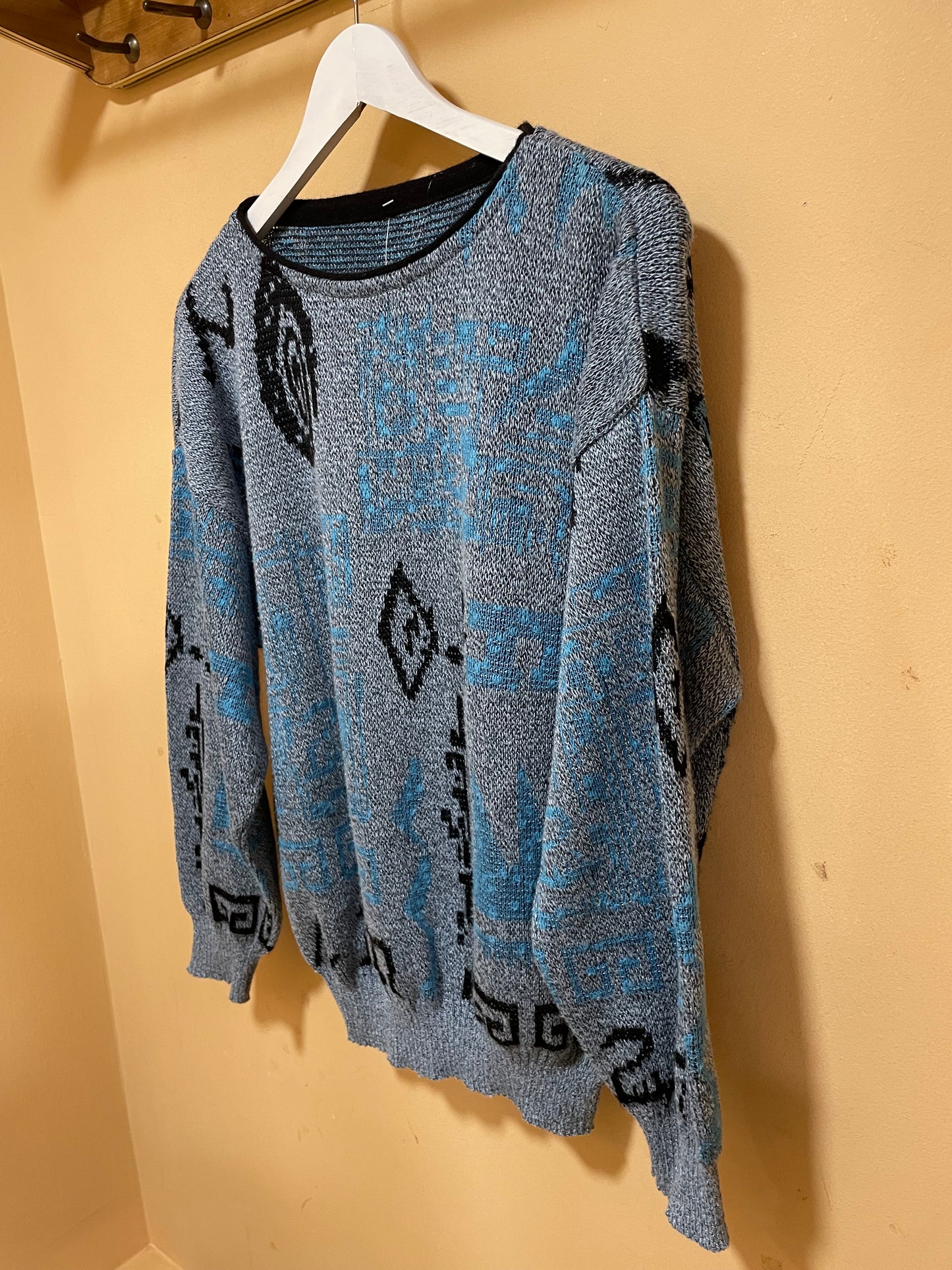 Vintage, Γυναικεία Πλεκτή Μπλούζα / Πουλόβερ σε Σιέλ Χρώμα (Large)