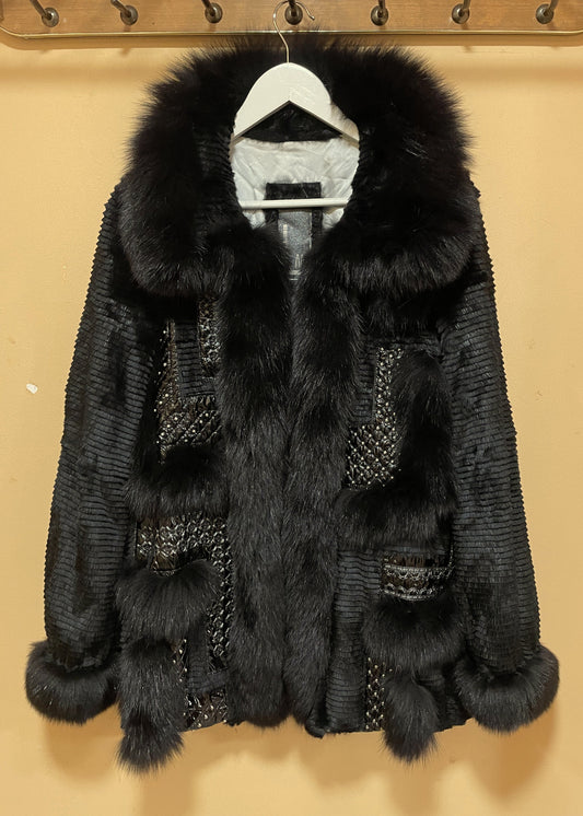 Vintage Γούνα LM σε Μαύρο χρώμα με Βινύλ σημεία