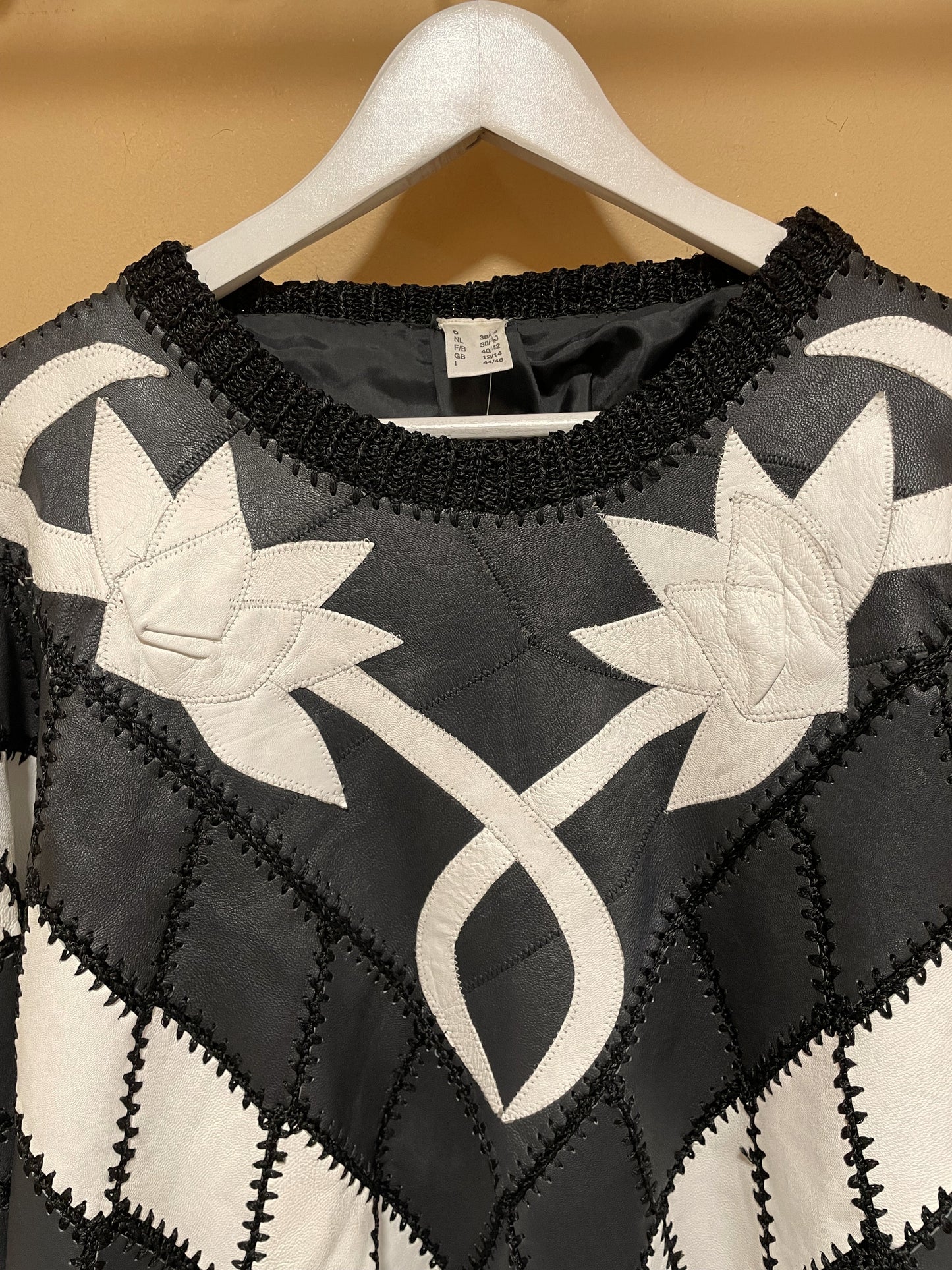 UNIQUE ITEM! - Vintage, Δερμάτινη Μπλούζα σε Ασπρόμαυρο Χρώμα (Oversized M/L)