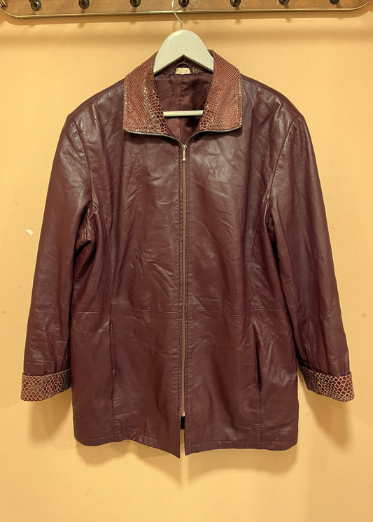 Vintage, Δερμάτινο Γυναικείο Τζάκετ / Πανωφόρι σε Μπορντό