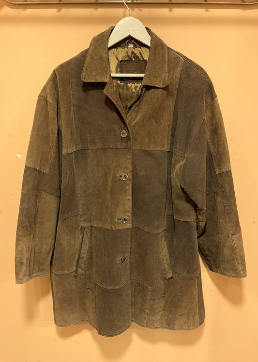 Vintage, Δερμάτινο Γυναικείο Τζάκετ / Πανωφόρι LS σε Καφέ/Λαδί χρώματα