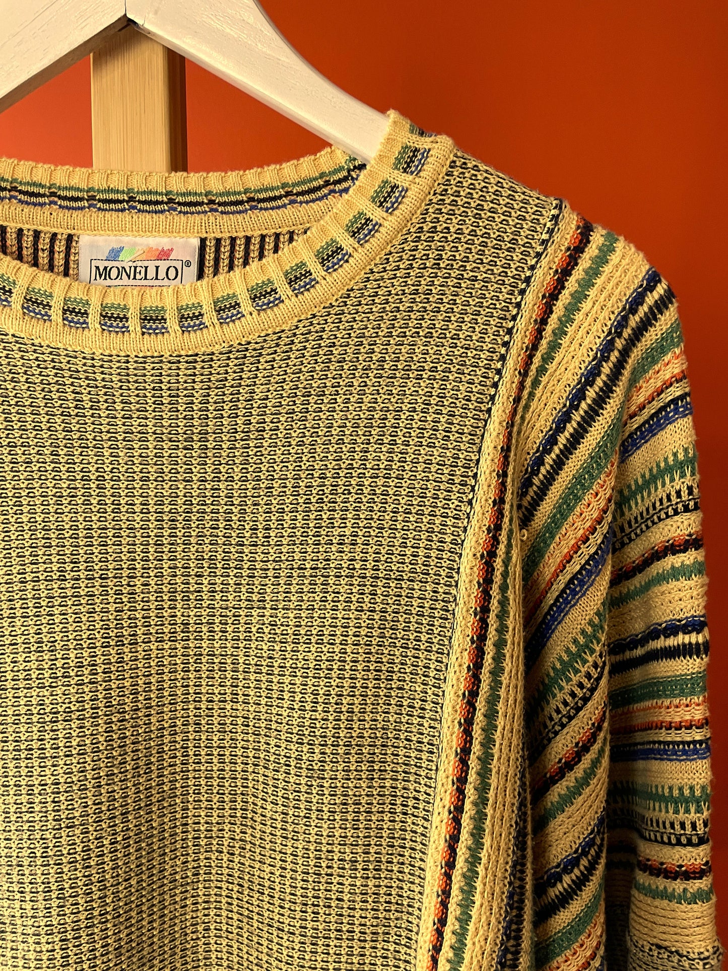 Vintage, Πλεκτή Μπλούζα / Πουλόβερ MONELLO σε Μουντό Κίτρινο Χρώμα (XL)