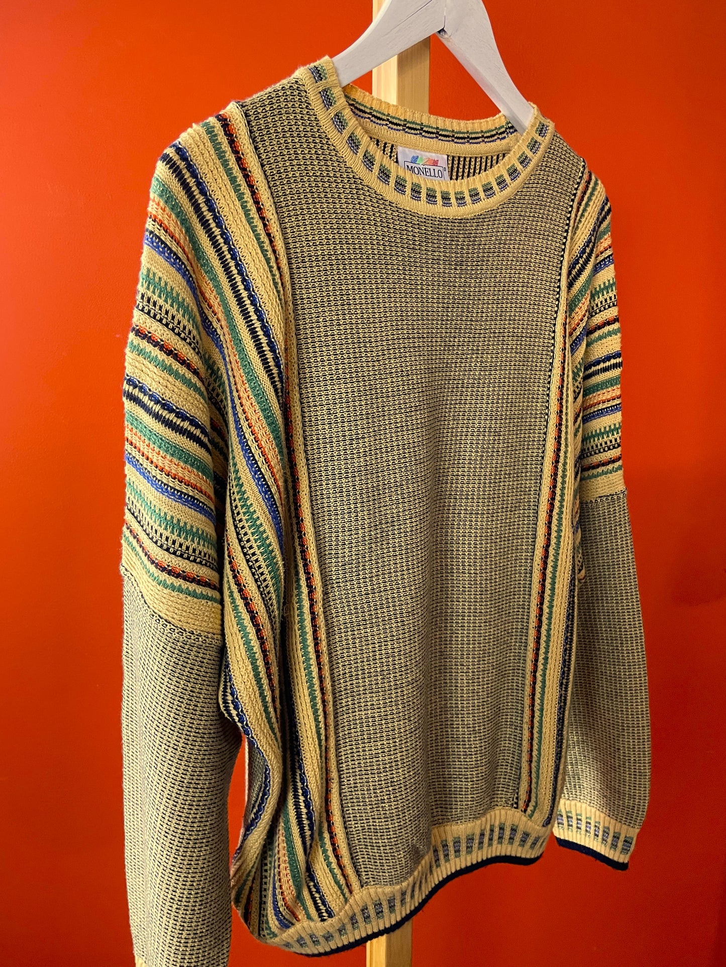 Vintage, Πλεκτή Μπλούζα / Πουλόβερ MONELLO σε Μουντό Κίτρινο Χρώμα (XL)