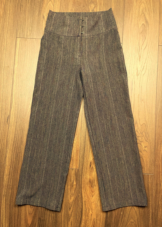 Vintage, Ιταλικό Γυναικείο Παντελόνι GALENA σε Γκρι / Καφέ χρώμα με Lurex Ίνες (Small)