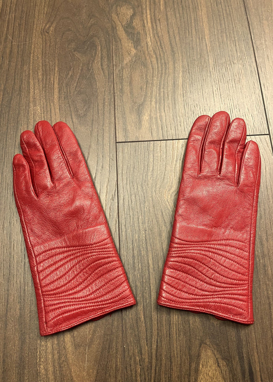 Δερμάτινα Γυναικεία Γάντια με εσωτερική γούνινη επένδυση σε Κόκκινο
