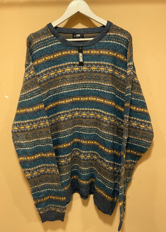 Stock, Ανδρική Πλεκτή Μπλούζα / Πουλόβερ JACAMO σε Πετρόλ / Μουσταρδί χρώμα (Oversized 2XL)