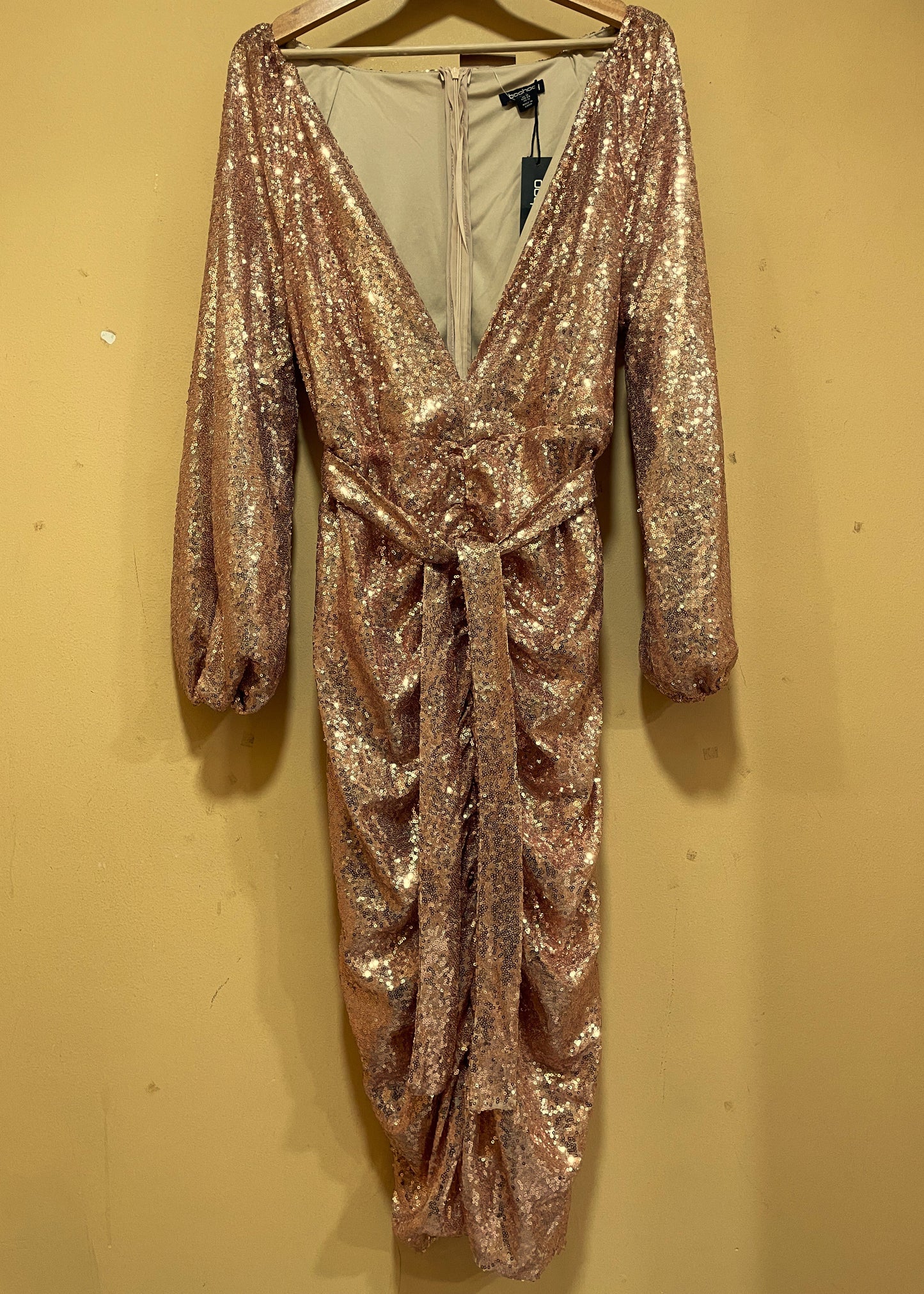 Stock, Αμπιγιέ Φόρεμα με Παγιέτες BOOHOO σε Σομόν χρώμα (XL)