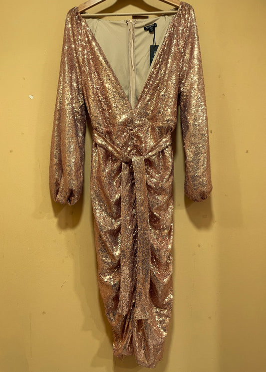 Stock, Αμπιγιέ Φόρεμα με Παγιέτες BOOHOO σε Σομόν χρώμα (XL)