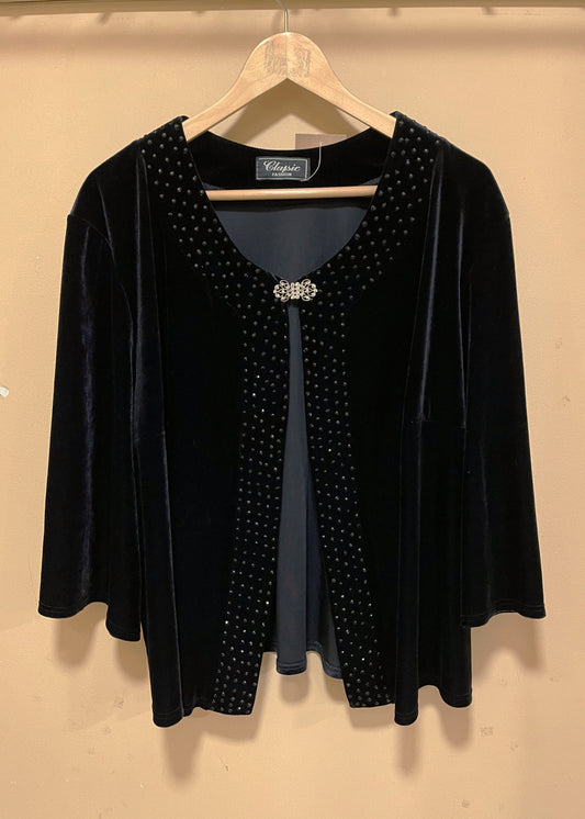 Vintage, Βελούδινο Τοπ / Ζακέτα CLASSIC FASHION σε Μαύρο χρώμα (XL)