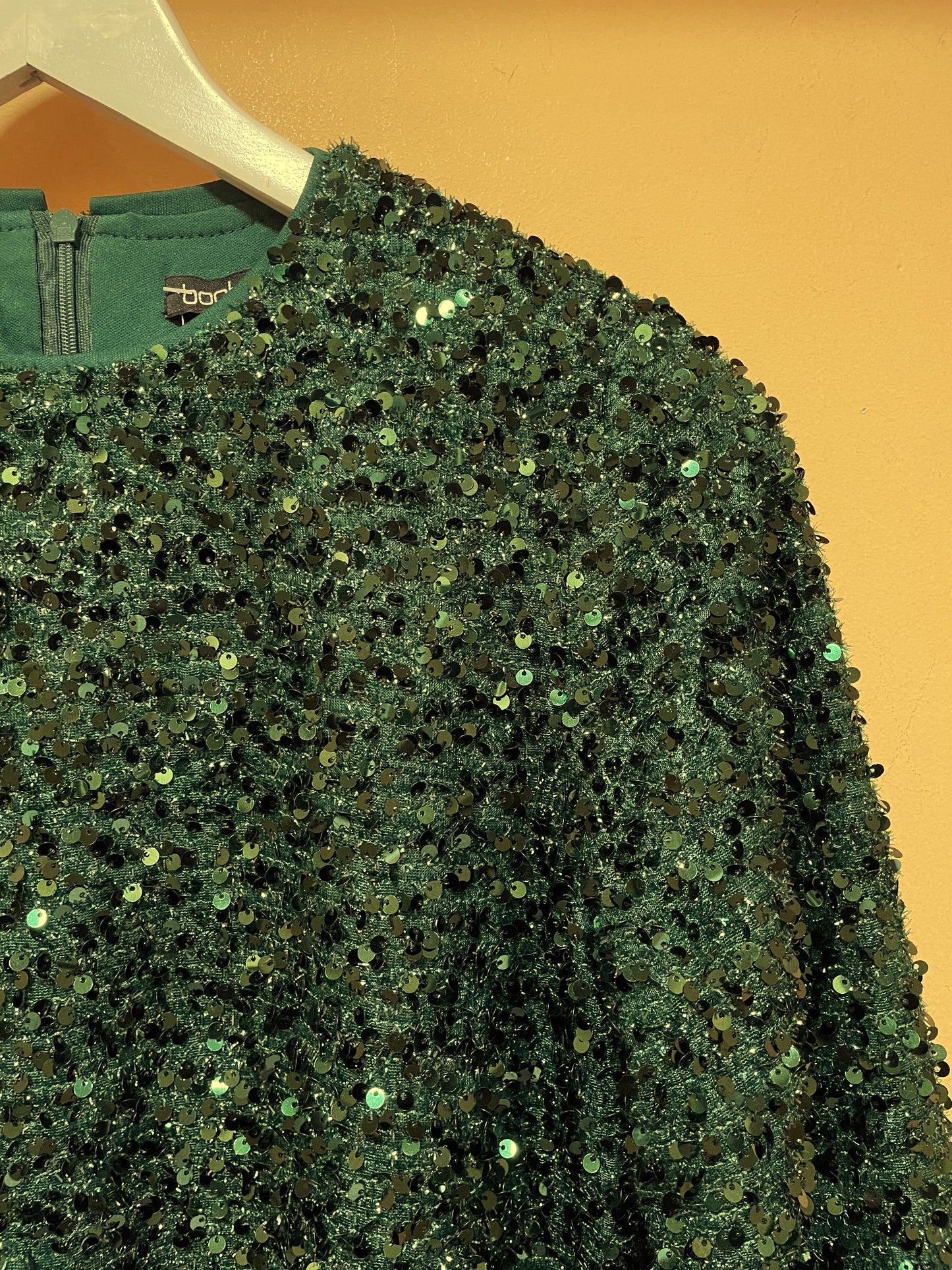 Αμπιγιέ Φόρεμα με Παγιέτες BOOHOO σε Σμαραγδί χρώμα (S/M)