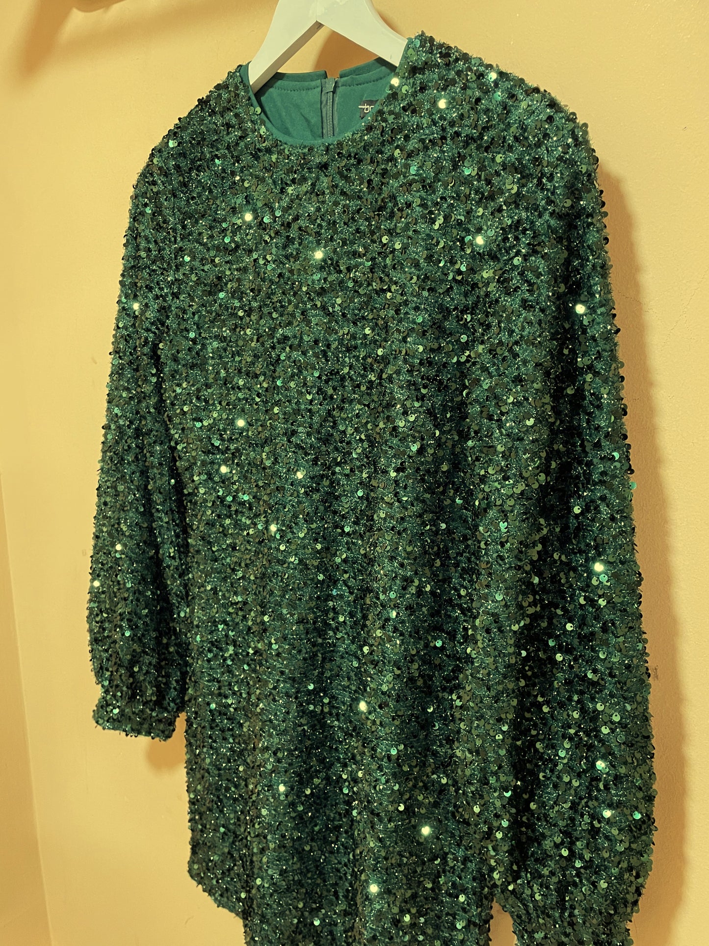 Αμπιγιέ Φόρεμα με Παγιέτες BOOHOO σε Σμαραγδί χρώμα (S/M)