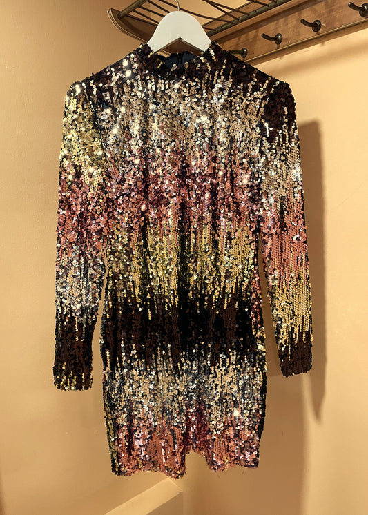 Αμπιγιέ Φόρεμα με Χρωματιστές Παγιέτες BLUE VANILLA