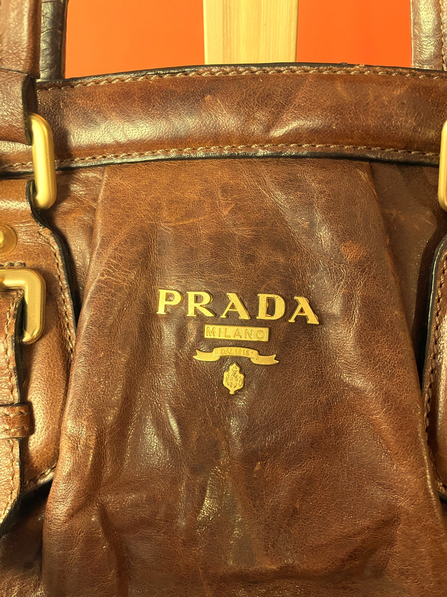 UNIQUE ITEM: Vintage, Δερμάτινη Τσάντα PRADA σε Καφέ χρώμα