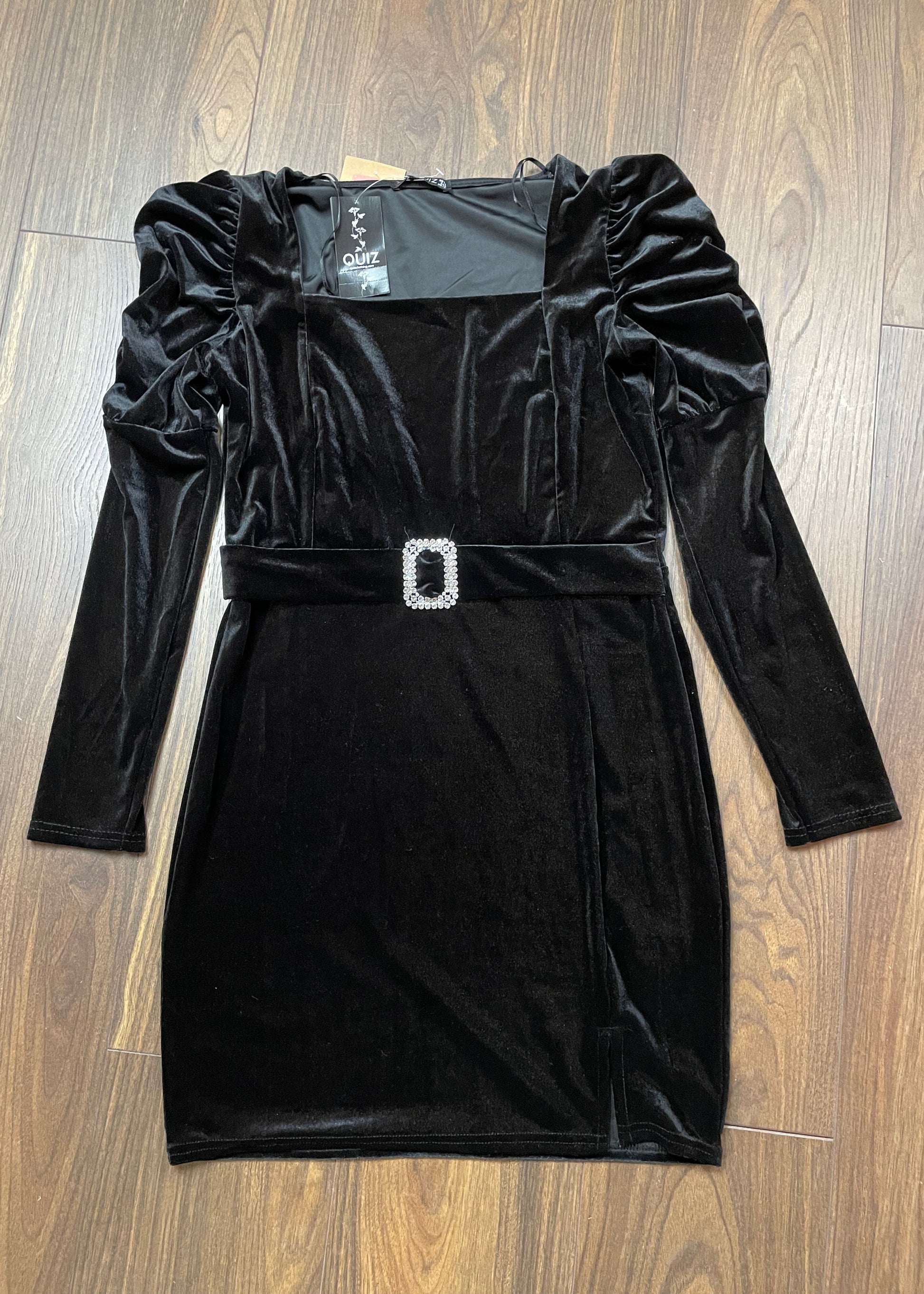 Stock, Βελούδινο Φόρεμα με Στρας Τόκα QUIZ σε Μαύρο