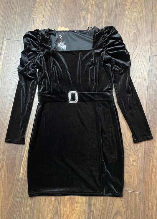 Stock, Βελούδινο Φόρεμα με Στρας Τόκα QUIZ σε Μαύρο