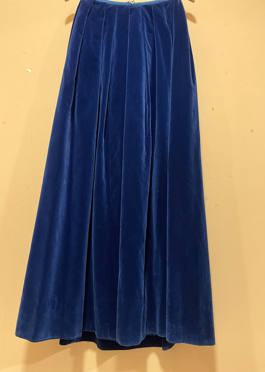 Vintage, Χειροποίητη, Maxi Φούστα από Βελούδο σε Βαθύ Μπλε χρώμα