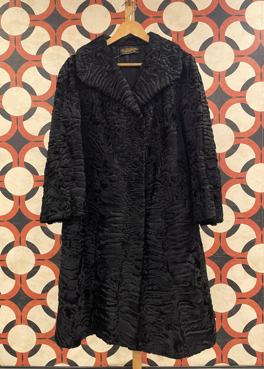 UNIQUE ITEM : Vintage, Φυσική Γούνα Αστρακάν ALTA MODA RAFFELLINI Genova σε Μαύρο χρώμα