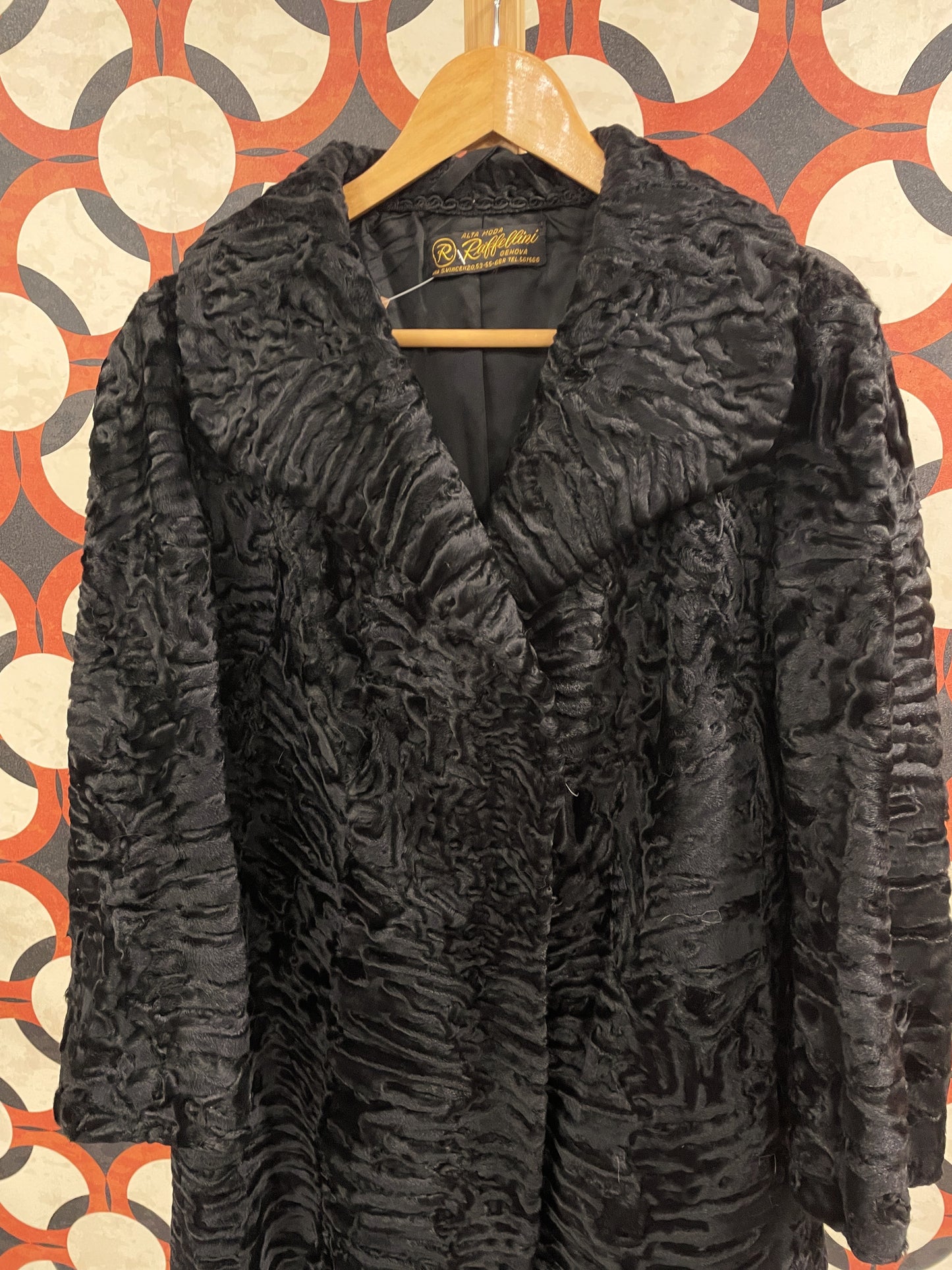 UNIQUE ITEM : Vintage, Φυσική Γούνα Αστρακάν ALTA MODA RAFFELLINI Genova σε Μαύρο χρώμα (Medium)