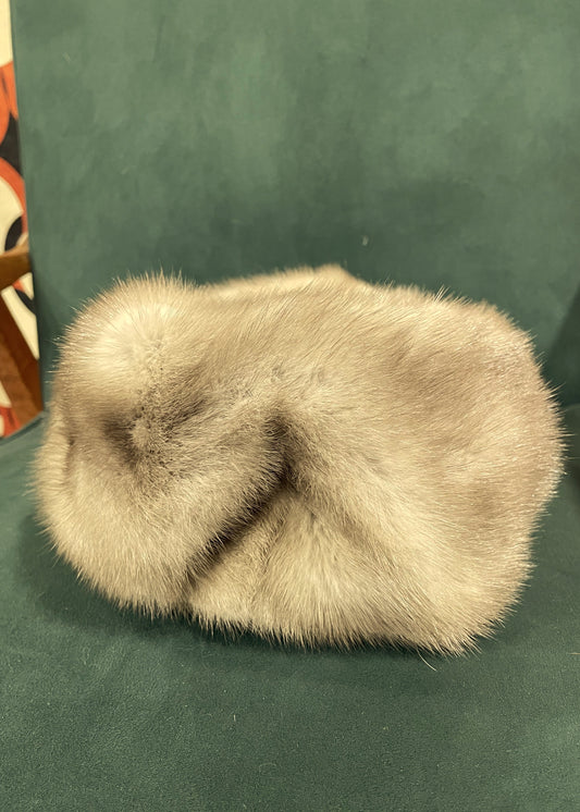 Χειροποίητο, Vintage Καπέλο από Φυσική Γούνα σε Γκρεζ Χρώμα