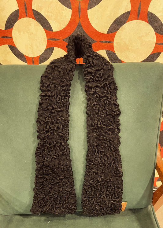 Vintage Λαιμός από Φυσική Γούνα Αστρακάν σε Μαύρο χρώμα