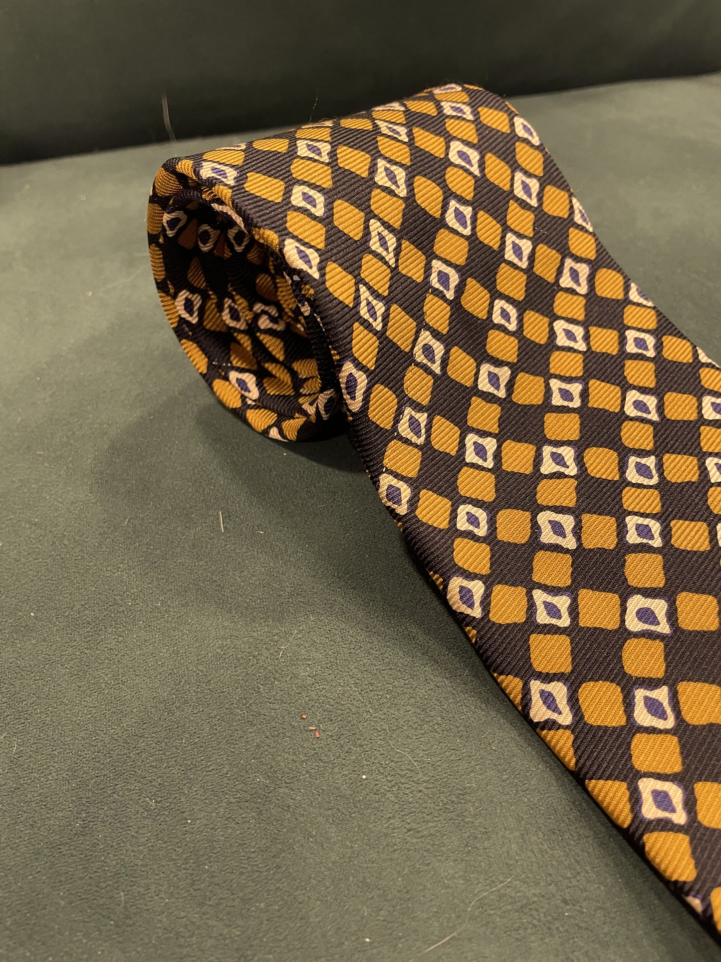 Μεταξωτή, Εμπριμέ Γραβάτα HUGO BOSS σε Μουσταρδί - Μαύρο χρώμα