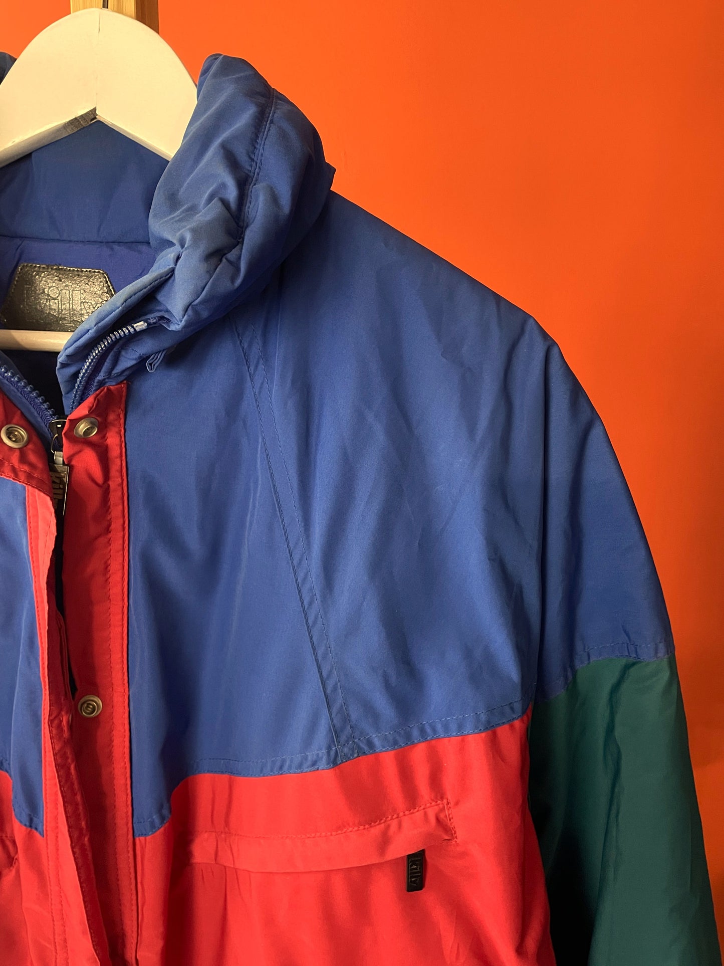 Vintage, 80's Γυναικείο Μπουφάν με κρυφή κουκούλα KILLY FRANCE σε Παστέλ χρώματα (XL)