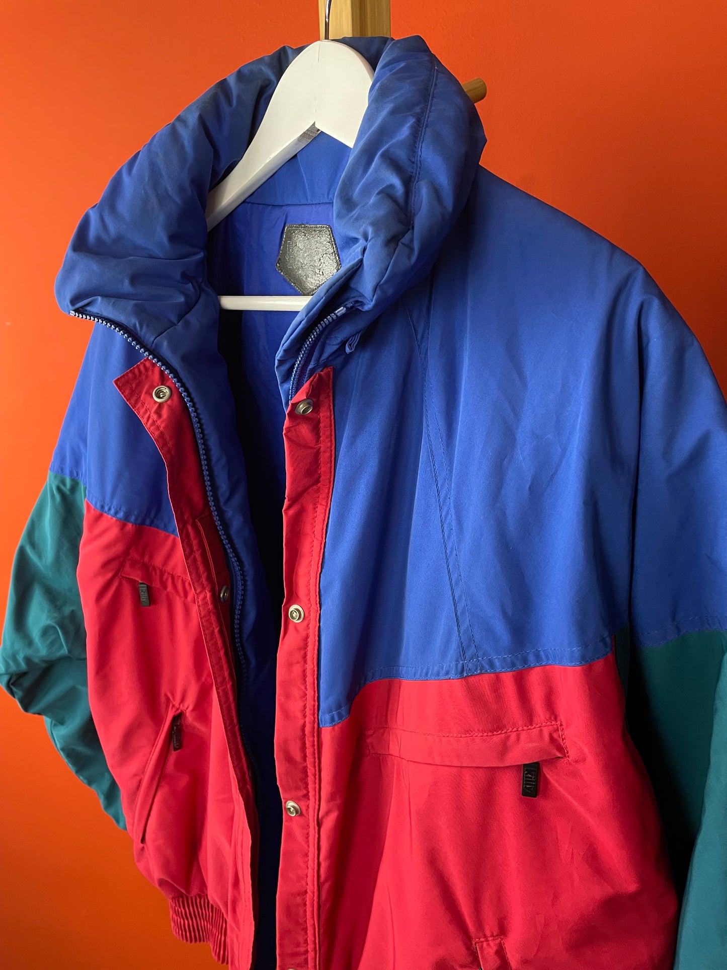 Vintage, 80's Γυναικείο Μπουφάν με κρυφή κουκούλα KILLY FRANCE σε Παστέλ χρώματα (XL)