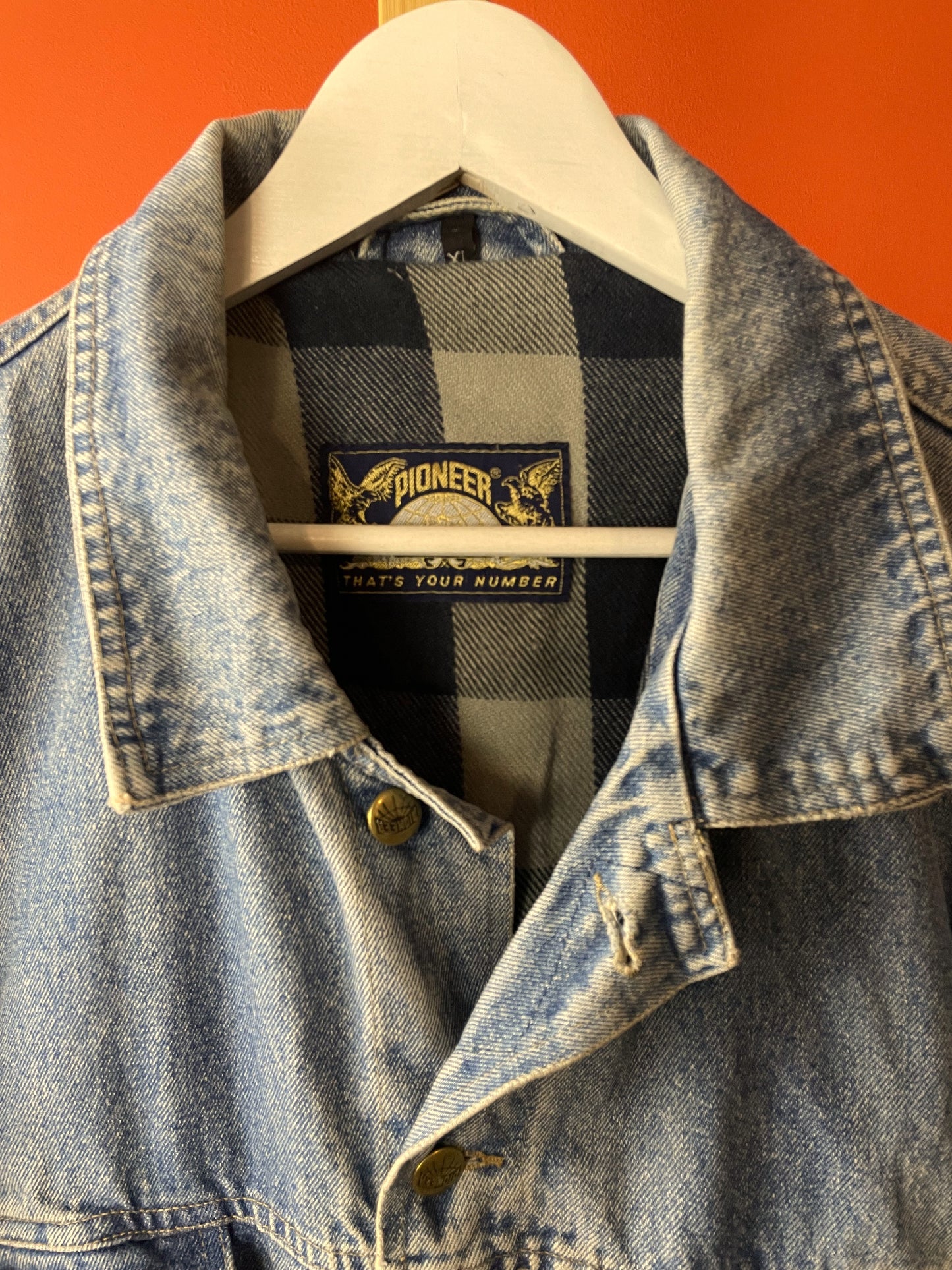 UNIQUE ITEM: Vintage, 90's Ανδρικό Τζιν Τζάκετ PIONEER 300630403 σε Ξεθωριασμένο Denim (Άνετο L)