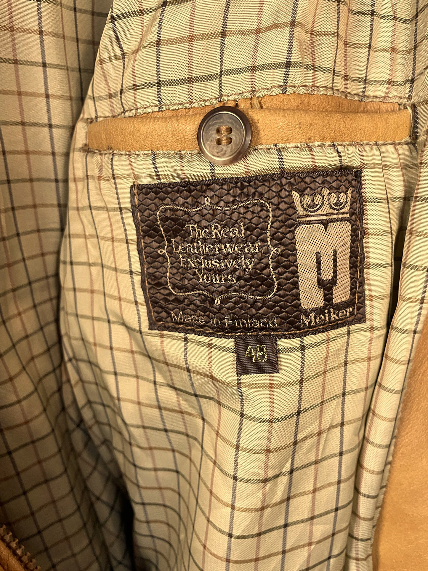 Vintage, Δερμάτινο Γυναικείο Τζάκετ / Πανωφόρι MEIKER σε Καμηλό χρώμα (Άνετο Medium)