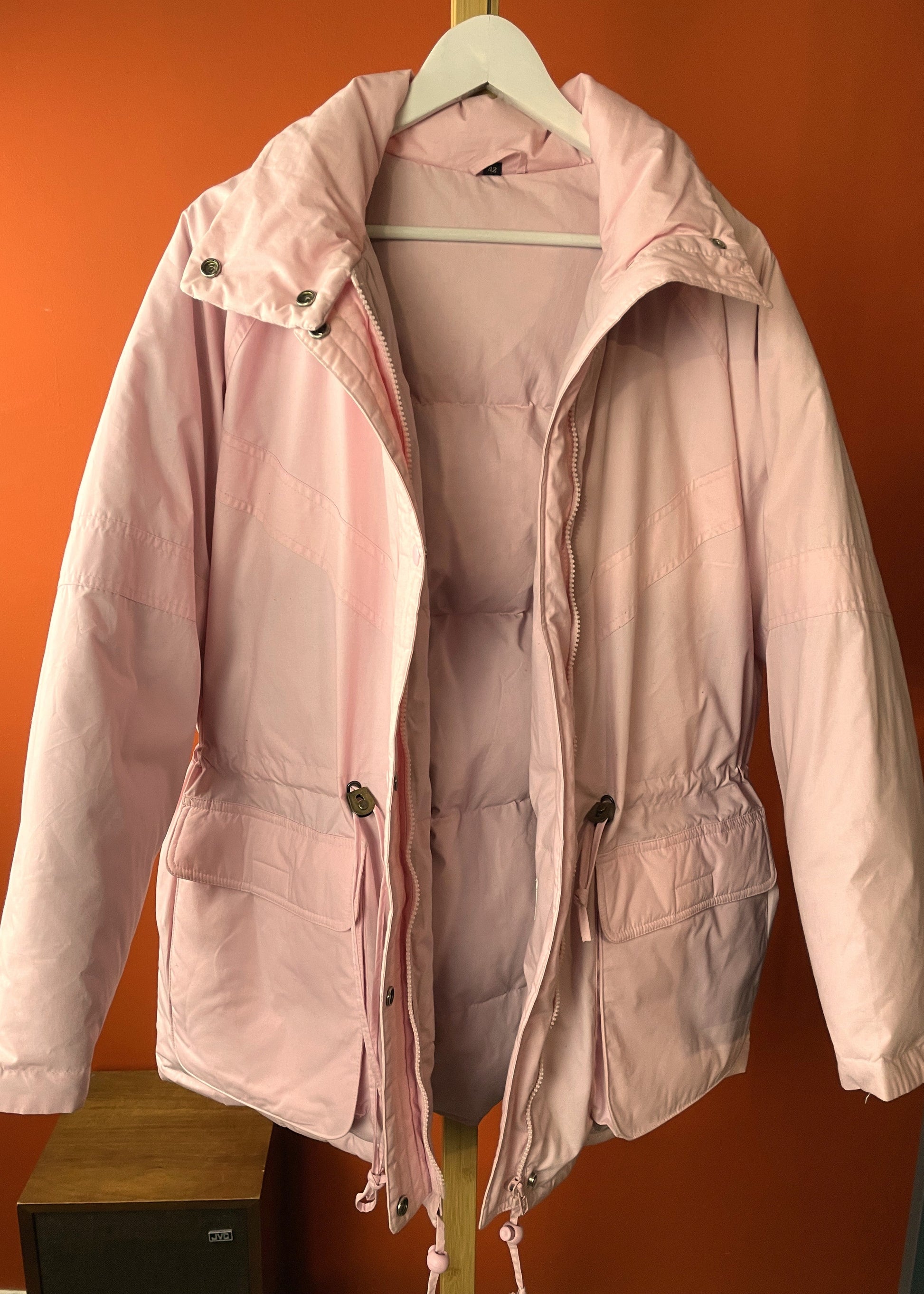Vintage, Γυναικείο Μπουφάν με επένδυση από Πούπουλα σε Ροζ χρώμα