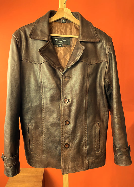 Δερμάτινο Ανδρικό Τζάκετ CHARLIE LONDON σε Σκούρο Καφέ χρώμα