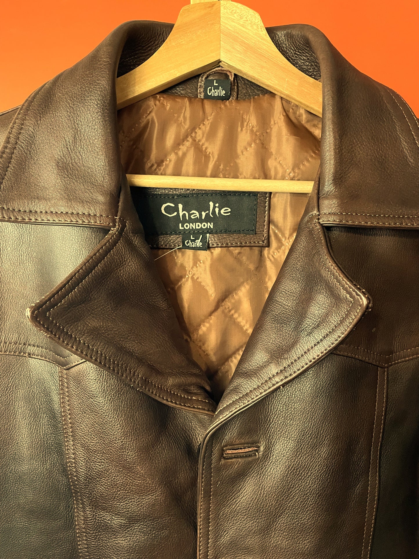 Δερμάτινο Ανδρικό Τζάκετ CHARLIE LONDON σε Σκούρο Καφέ χρώμα (Medium)