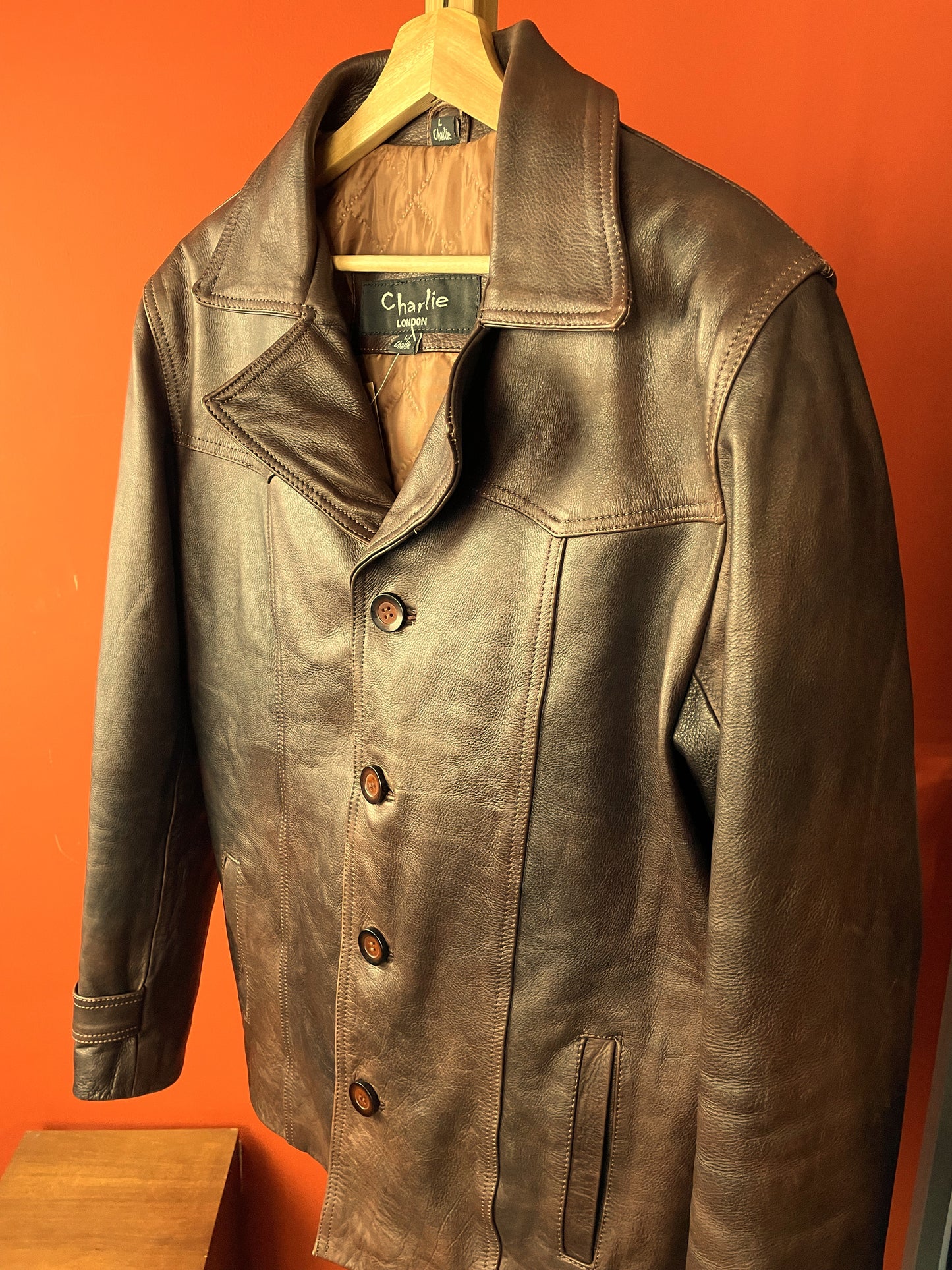 Δερμάτινο Ανδρικό Τζάκετ CHARLIE LONDON σε Σκούρο Καφέ χρώμα (Medium)