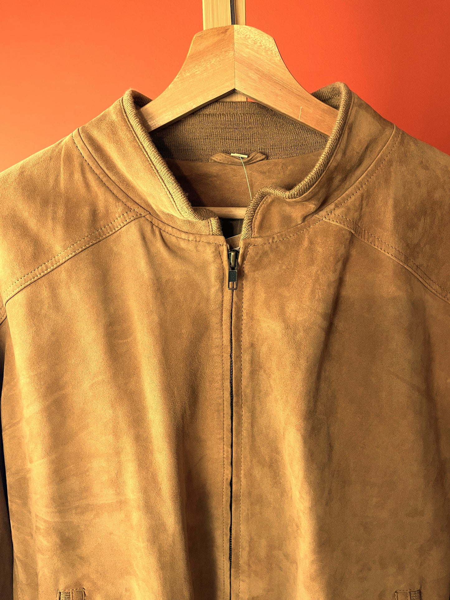 Δερμάτινο / Σουέτ Ανδρικό Τζάκετ σε Καμηλό χρώμα (XL)