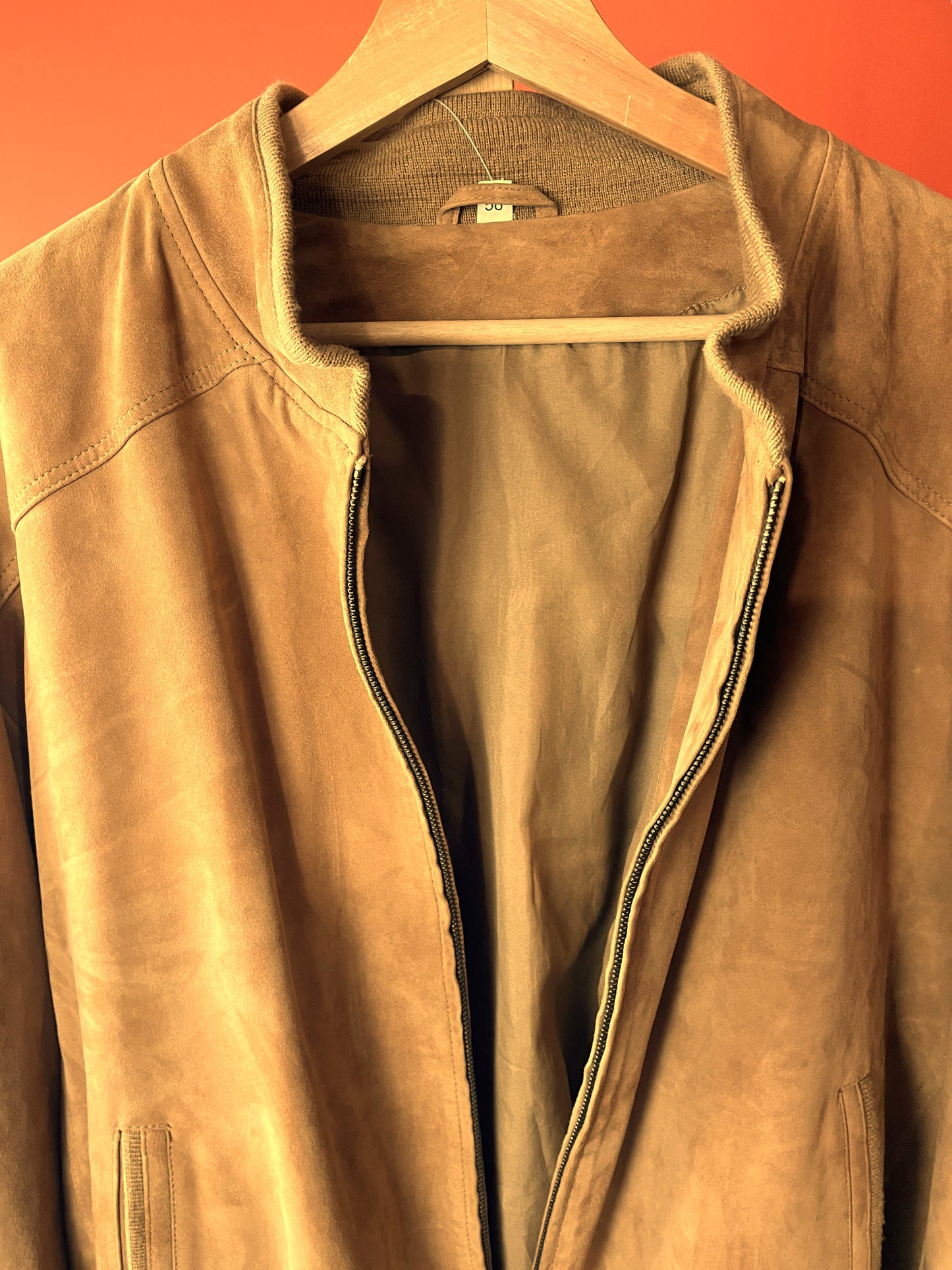 Δερμάτινο / Σουέτ Ανδρικό Τζάκετ σε Καμηλό χρώμα (XL)