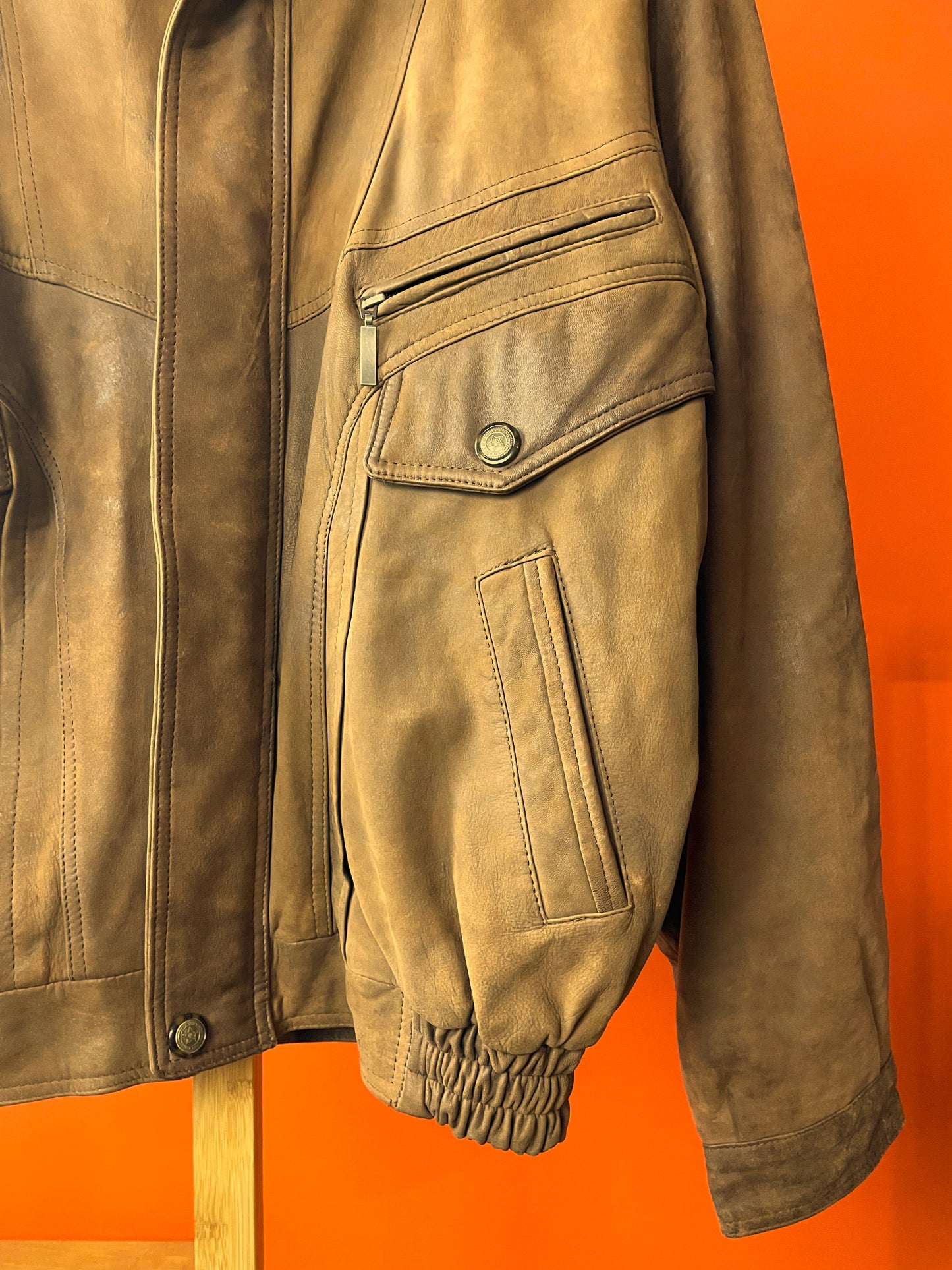 Δερμάτινο / Σουέτ Ανδρικό Τζάκετ AVIATRIX σε Καφέ χρώμα (XL)