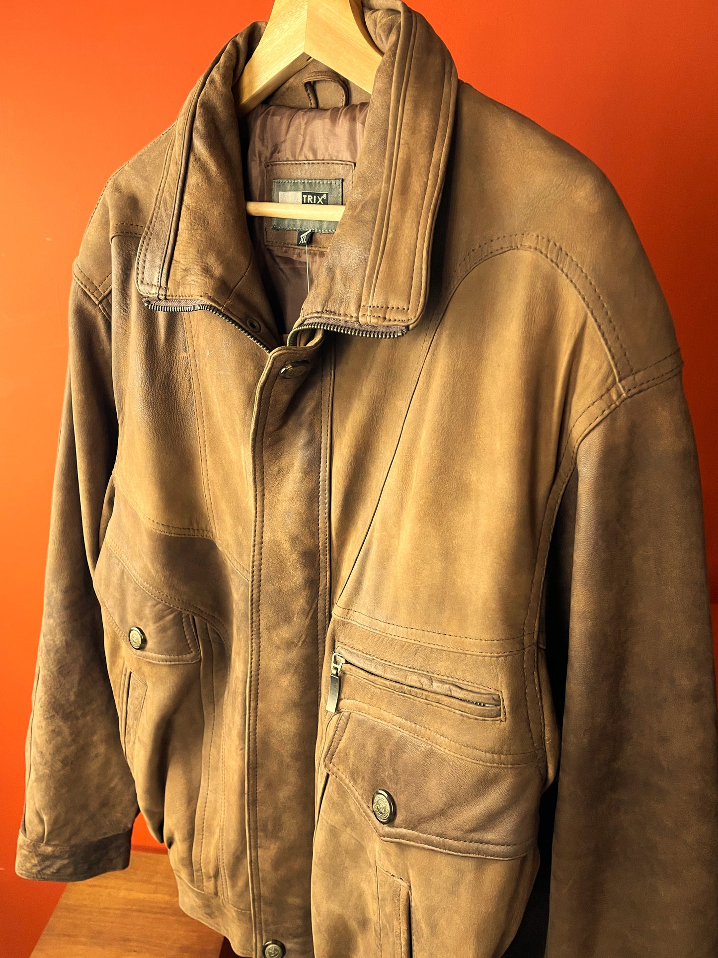 Δερμάτινο / Σουέτ Ανδρικό Τζάκετ AVIATRIX σε Καφέ χρώμα (XL)