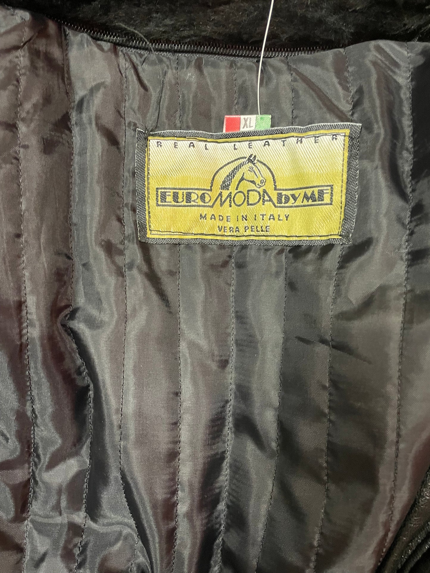 Vintage, Δερμάτινο Ανδρικό Τζάκετ EURO MODA By MF σε Μαύρο χρώμα (Άνετο XL)