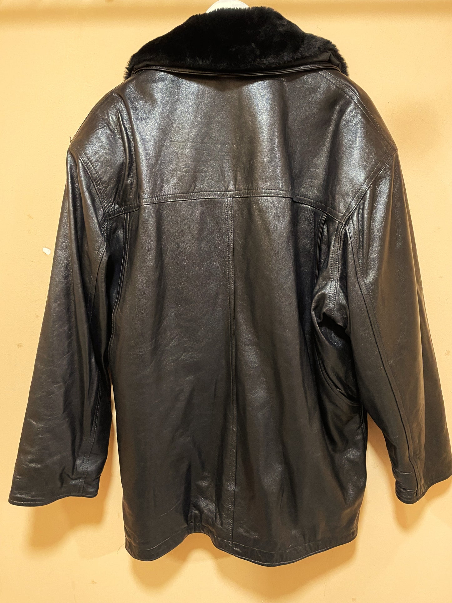 Vintage, Δερμάτινο Ανδρικό Τζάκετ EURO MODA By MF σε Μαύρο χρώμα (Άνετο XL)