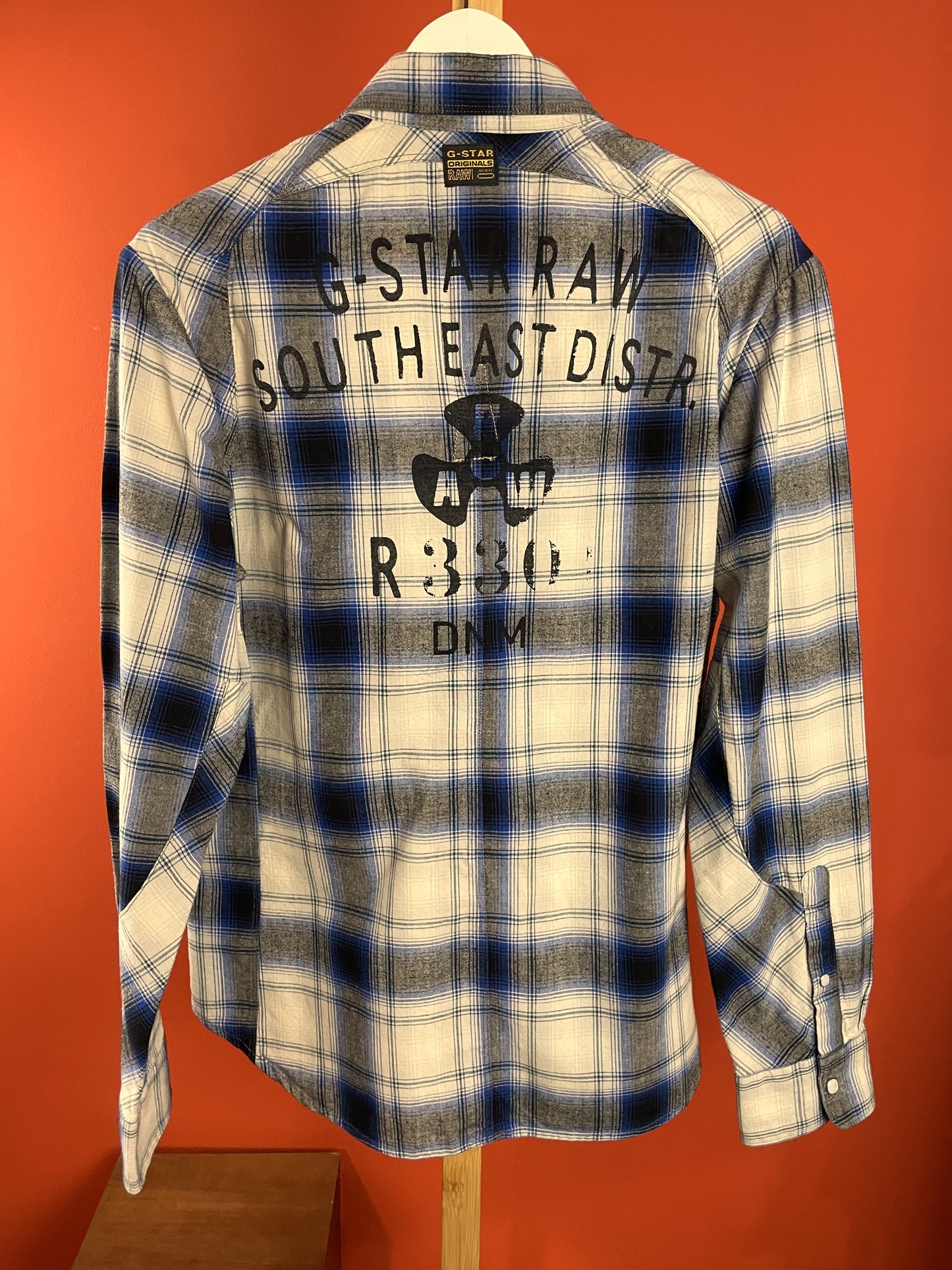 Καρό Ανδρικό Πουκάμισο RAW σε Σιέλ - Γκρι χρώμα (Small)