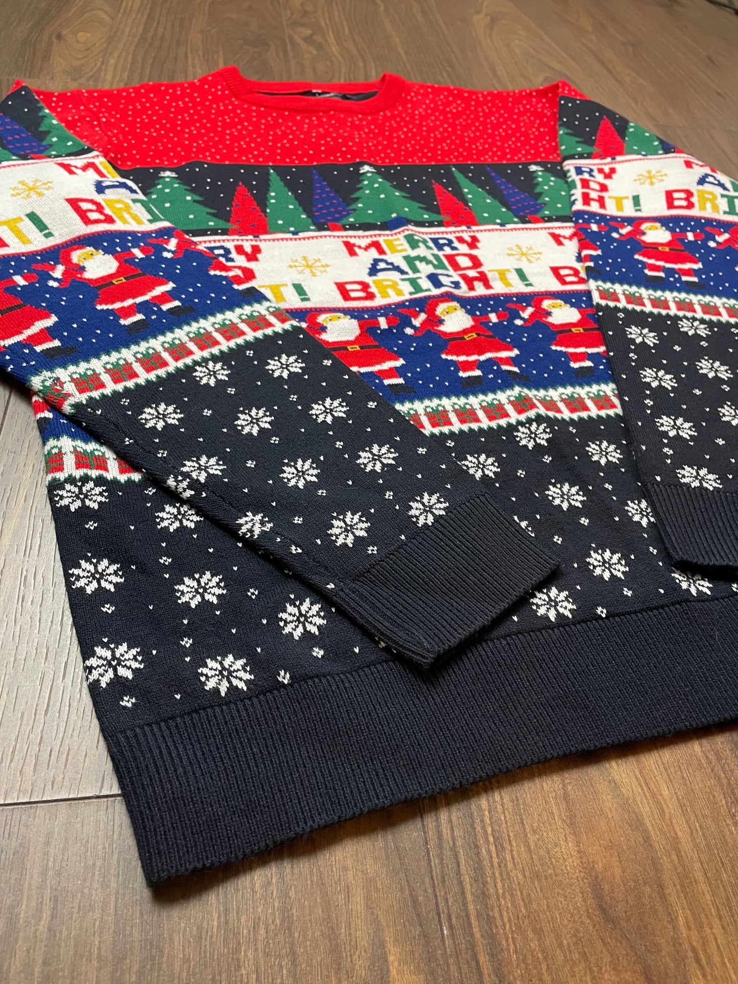 Χριστουγεννιάτικη, Γυναικεία Πλεκτή Μπλούζα/Πουλόβερ STUDIO σε Μαύρο-Μπλε Χρώμα (Large)