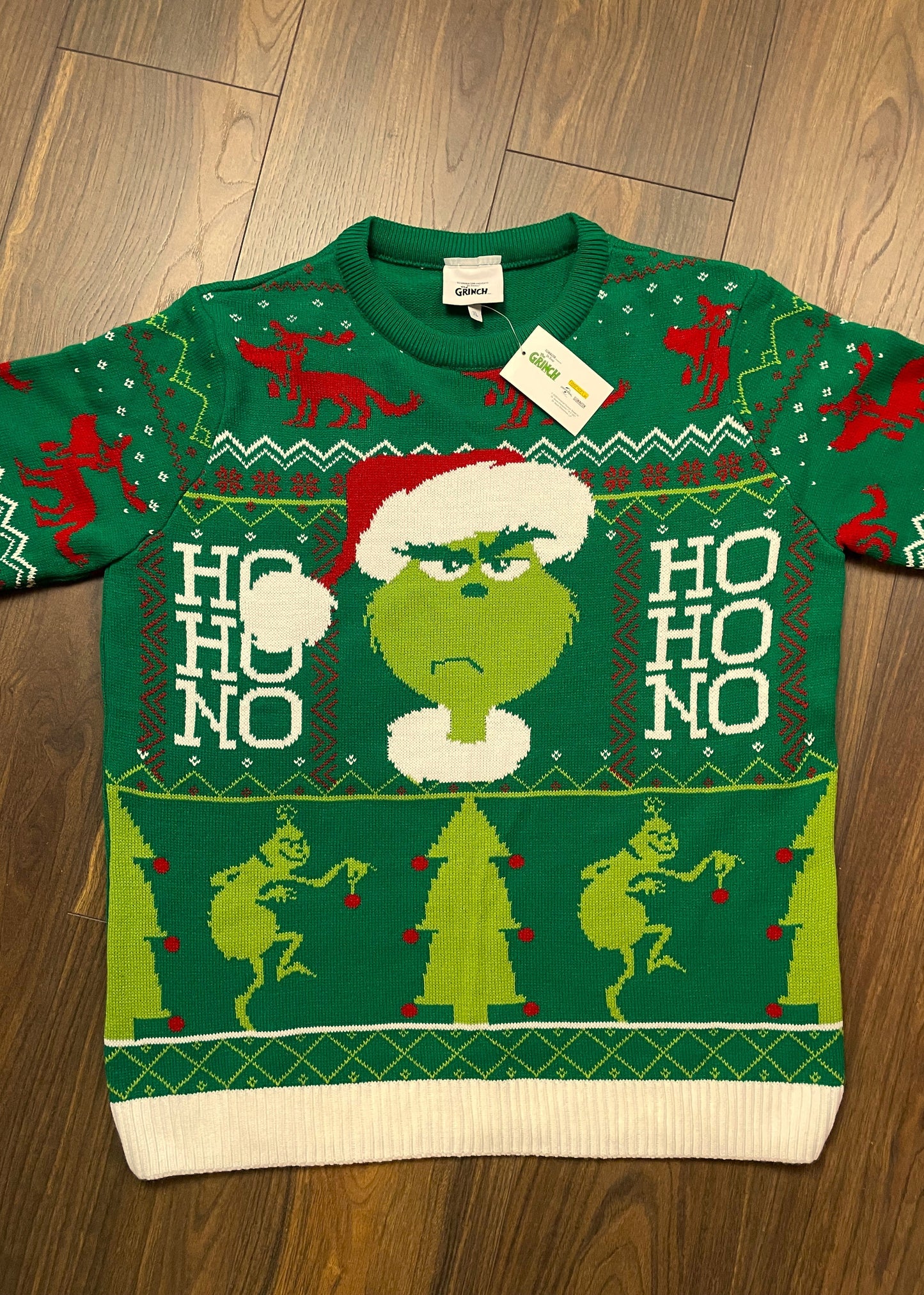Stock, Χριστουγεννιάτικη, Πλεκτή Μπλούζα/Πουλόβερ GRINCH σε Πράσινο Χρώμα (L/XL)